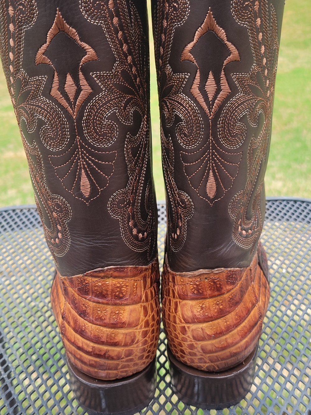 Rogers Genuine Caiman Cowboy Boots In Cognac J Toe - Picture 4 of 7